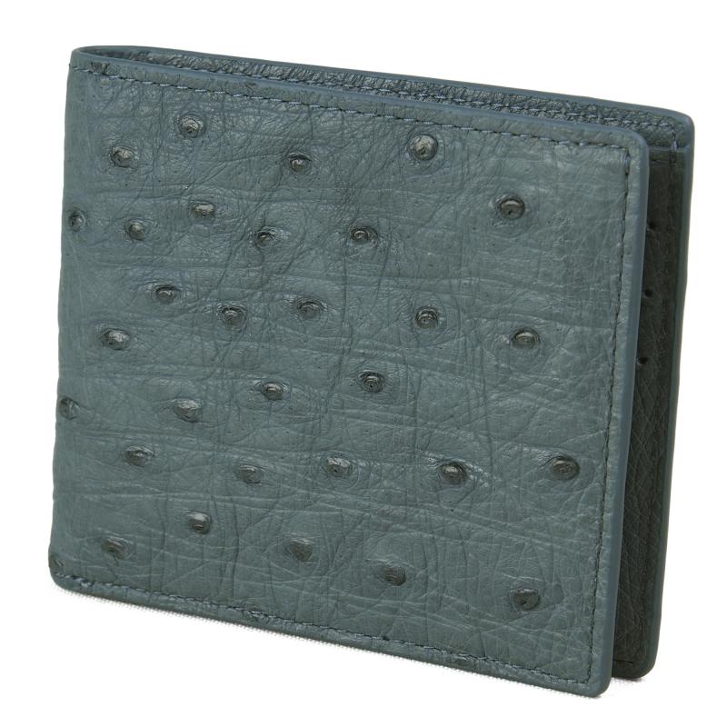 オーストリッチ 二つ折り財布 カワノバッグ001102 ブルー