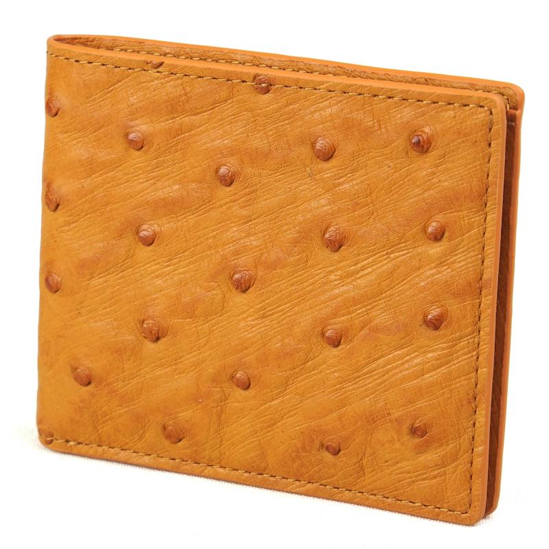 オーストリッチ 二つ折り財布 カワノバッグ001102 オレンジ