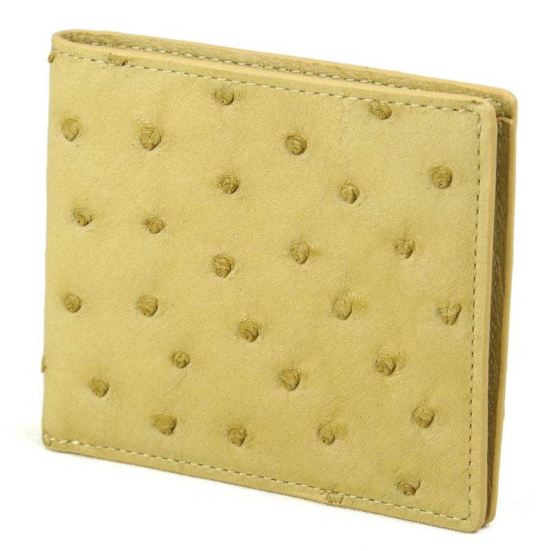 オーストリッチ 二つ折り財布 カワノバッグ001102 ベージュ