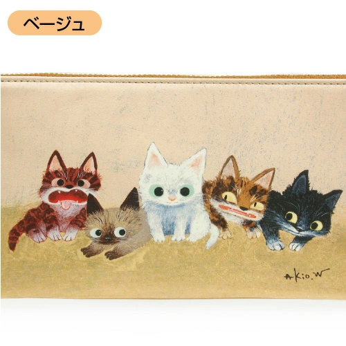 渡辺あきお 長財布 L字ファスナー 猫 ネコ