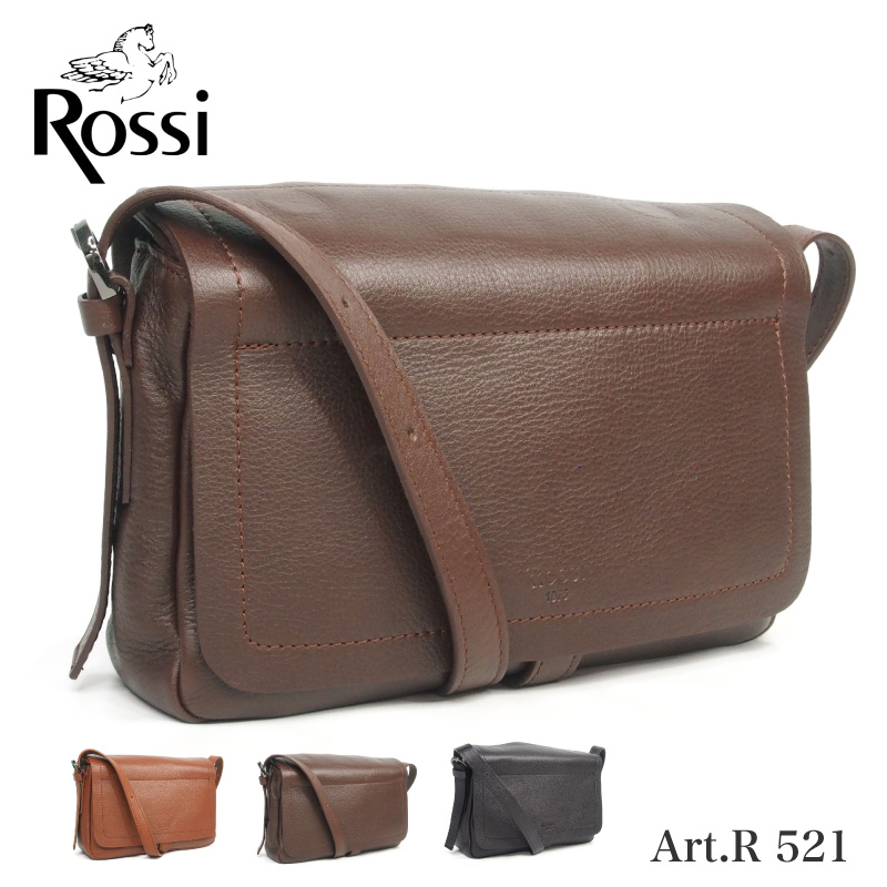 ブルーノロッシ Bruno Rossi イタリア製 本革 フラップショルダーバッグ  斜めがけ 肩掛け かぶせ R521