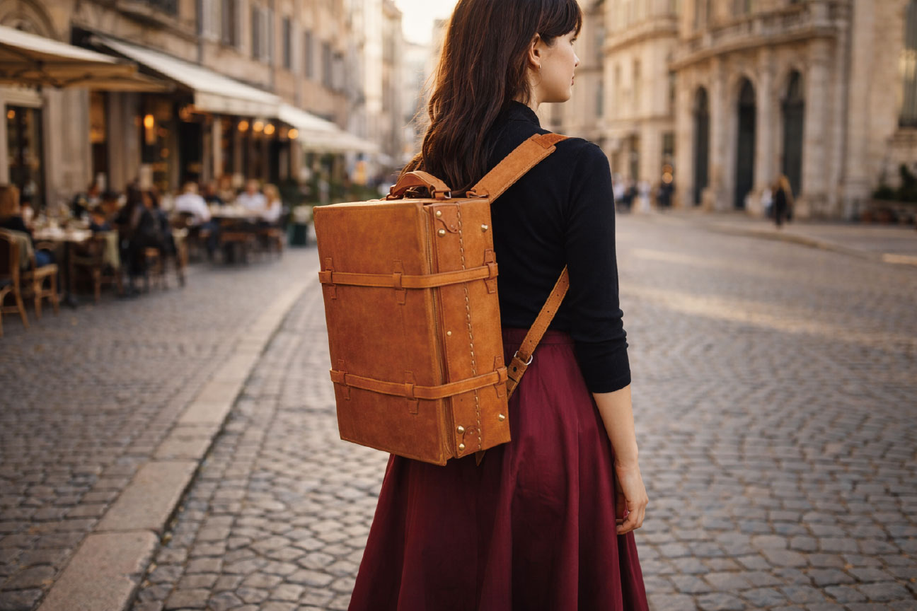 珍しいヌメ革のリュックサック型
