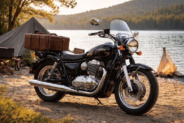 バイクとヌメ革トランクケース