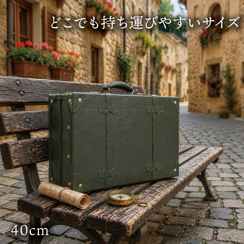 カワノバッグヌメ革トランクグリーン40cm_top